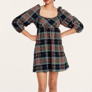 J. Crew Plaid Mini Dress - Green, Blue, Red